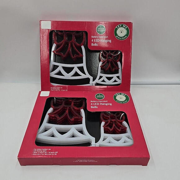 Winter Wonder Lane Battery operated‎ 8 LED Christmas Hanging Bells Total In/Out - Picture 1 of 14